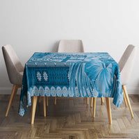 Vintage Bula Fiji Personalised Tablecloth Blue Hibiscus Tapa Pattern LT9