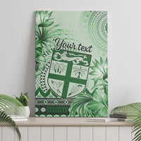 Vintage Bula Fiji Personalised Canvas Wall Art Green Hibiscus Tapa Pattern LT9