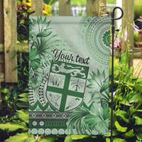 Vintage Bula Fiji Personalised Garden Flag Green Hibiscus Tapa Pattern LT9