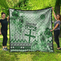 Vintage Bula Fiji Personalised Quilt Green Hibiscus Tapa Pattern LT9