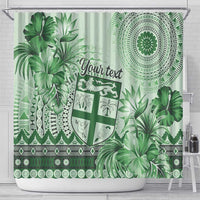 Vintage Bula Fiji Personalised Shower Curtain Green Hibiscus Tapa Pattern LT9