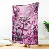 Vintage Bula Fiji Personalised Blanket Pink Hibiscus Tapa Pattern LT9