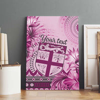 Vintage Bula Fiji Personalised Canvas Wall Art Pink Hibiscus Tapa Pattern LT9