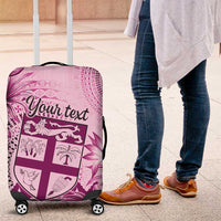 Vintage Bula Fiji Personalised Luggage Cover Pink Hibiscus Tapa Pattern LT9