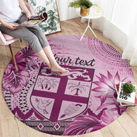 Vintage Bula Fiji Personalised Round Carpet Pink Hibiscus Tapa Pattern LT9