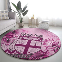 Vintage Bula Fiji Personalised Round Carpet Pink Hibiscus Tapa Pattern LT9