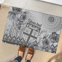 Vintage Bula Fiji Personalised Rubber Doormat Beige Hibiscus Tapa Pattern LT9