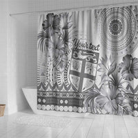 Vintage Bula Fiji Personalised Shower Curtain Beige Hibiscus Tapa Pattern LT9