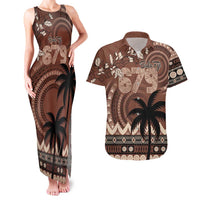 Personalised Bula Fiji 679 Couples Matching Tank Maxi Dress and Hawaiian Shirt Fijian Tagimoucia Masi Tapa Art