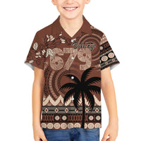 Personalised Bula Fiji 679 Family Matching Off The Shoulder Long Sleeve Dress and Hawaiian Shirt Fijian Tagimoucia Masi Tapa Art