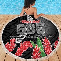 Personalised Samoa 685 Beach Blanket Teuila Flower With Black Samoan Tattoo