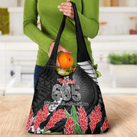 Personalised Samoa 685 Grocery Bag Teuila Flower With Black Samoan Tattoo LT9 - Polynesian Pride