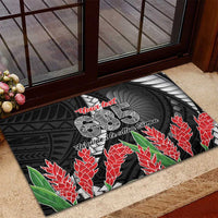 Personalised Samoa 685 Rubber Doormat Teuila Flower With Black Samoan Tattoo