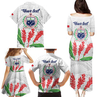 Personalised Samoa 685 Family Matching Puletasi and Hawaiian Shirt Teuila Flower With White Samoan Tattoo