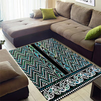 New Zealand Maori Niho Taniwha Area Rug Papua Shell - Mangopare Puhoro Pattern
