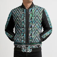 New Zealand Maori Niho Taniwha Bomber Puffer Jacket Papua Shell - Mangopare Puhoro Pattern