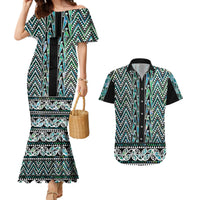 New Zealand Maori Niho Taniwha Couples Matching Mermaid Dress and Hawaiian Shirt Papua Shell - Mangopare Puhoro Pattern