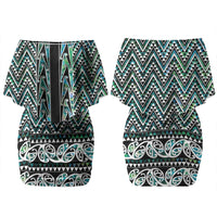 New Zealand Maori Niho Taniwha Couples Matching Off Shoulder Short Dress and Hawaiian Shirt Papua Shell - Mangopare Puhoro Pattern LT9 - Polynesian Pride
