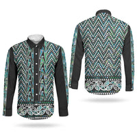 New Zealand Maori Niho Taniwha Couples Matching Short Sleeve Bodycon Dress and Long Sleeve Button Shirt Papua Shell - Mangopare Puhoro Pattern LT9 - Polynesian Pride