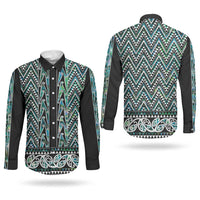 New Zealand Maori Niho Taniwha Couples Matching Tank Maxi Dress and Long Sleeve Button Shirt Papua Shell - Mangopare Puhoro Pattern LT9 - Polynesian Pride
