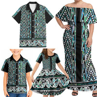 New Zealand Maori Niho Taniwha Family Matching Off Shoulder Maxi Dress and Hawaiian Shirt Papua Shell - Mangopare Puhoro Pattern LT9 - Polynesian Pride