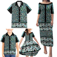 New Zealand Maori Niho Taniwha Family Matching Puletasi and Hawaiian Shirt Papua Shell - Mangopare Puhoro Pattern LT9 - Polynesian Pride