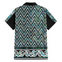New Zealand Maori Niho Taniwha Family Matching Puletasi and Hawaiian Shirt Papua Shell - Mangopare Puhoro Pattern LT9 Dad's Shirt - Long Sleeve Green - Polynesian Pride