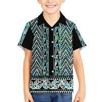 New Zealand Maori Niho Taniwha Family Matching Short Sleeve Bodycon Dress and Hawaiian Shirt Papua Shell - Mangopare Puhoro Pattern