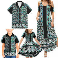 New Zealand Maori Niho Taniwha Family Matching Summer Maxi Dress and Hawaiian Shirt Papua Shell - Mangopare Puhoro Pattern LT9 - Polynesian Pride