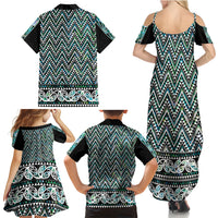 New Zealand Maori Niho Taniwha Family Matching Summer Maxi Dress and Hawaiian Shirt Papua Shell - Mangopare Puhoro Pattern LT9 Mom's Dress Green - Polynesian Pride