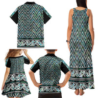 New Zealand Maori Niho Taniwha Family Matching Tank Maxi Dress and Hawaiian Shirt Papua Shell - Mangopare Puhoro Pattern LT9 Mom's Dress Green - Polynesian Pride