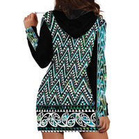 New Zealand Maori Niho Taniwha Hoodie Dress Papua Shell - Mangopare Puhoro Pattern