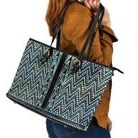 New Zealand Maori Niho Taniwha Leather Tote Bag Papua Shell - Mangopare Puhoro Pattern