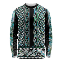 New Zealand Maori Niho Taniwha Long Sleeve Shirt Papua Shell - Mangopare Puhoro Pattern