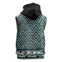 New Zealand Maori Niho Taniwha Sleeveless Zip Hoodie Papua Shell - Mangopare Puhoro Pattern