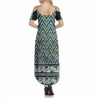 New Zealand Maori Niho Taniwha Summer Maxi Dress Papua Shell - Mangopare Puhoro Pattern LT9 - Polynesian Pride