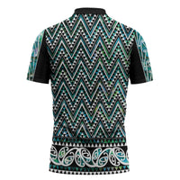 New Zealand Maori Niho Taniwha Zipper Polo Shirt Papua Shell - Mangopare Puhoro Pattern LT9 - Polynesian Pride