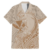 Hawaii Monk Seal and Map Family Matching Mermaid Dress and Hawaiian Shirt Polynesian Kanaka Maoli Beige Vibe