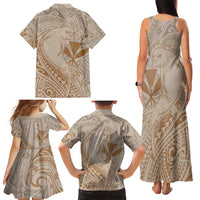 Hawaii Monk Seal and Map Family Matching Tank Maxi Dress and Hawaiian Shirt Polynesian Kanaka Maoli Beige Vibe