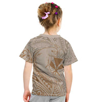 Hawaii Monk Seal and Map Kid T Shirt Polynesian Kanaka Maoli Beige Vibe
