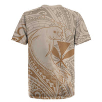 Hawaii Monk Seal and Map Rugby Jersey Polynesian Kanaka Maoli Beige Vibe