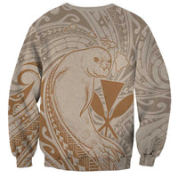 Hawaii Monk Seal and Map Sweatshirt Polynesian Kanaka Maoli Beige Vibe