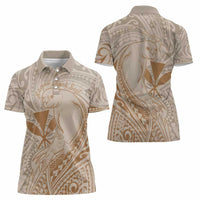 Hawaii Monk Seal and Map Women Polo Shirt Polynesian Kanaka Maoli Beige Vibe