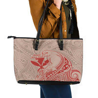 Hawaii Monk Seal and Map Leather Tote Bag Polynesian Kanaka Maoli Red Vibe