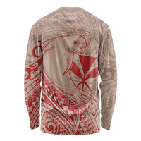 Hawaii Monk Seal and Map Long Sleeve Shirt Polynesian Kanaka Maoli Red Vibe