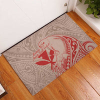 Hawaii Monk Seal and Map Rubber Doormat Polynesian Kanaka Maoli Red Vibe
