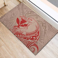 Hawaii Monk Seal and Map Rubber Doormat Polynesian Kanaka Maoli Red Vibe