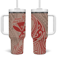 Hawaii Monk Seal and Map Tumbler With Handle Polynesian Kanaka Maoli Red Vibe LT9 One Size: 40 oz Red - Polynesian Pride