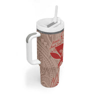 Hawaii Monk Seal and Map Tumbler With Handle Polynesian Kanaka Maoli Red Vibe LT9 - Polynesian Pride