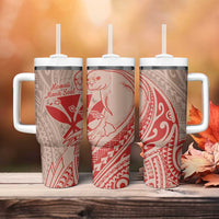 Hawaii Monk Seal and Map Tumbler With Handle Polynesian Kanaka Maoli Red Vibe LT9 - Polynesian Pride